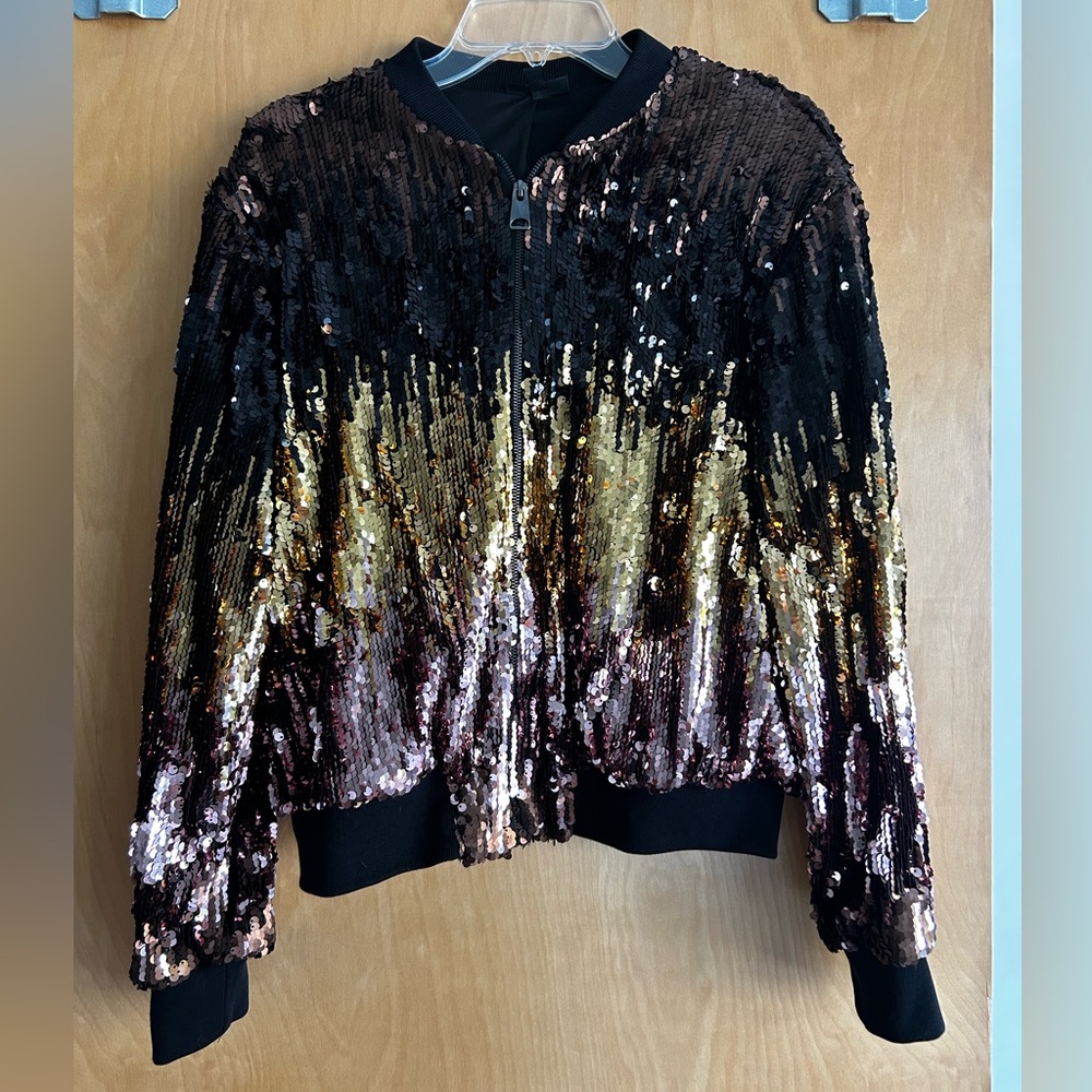 TopShop Sequin Bomber Jacket, Size 6